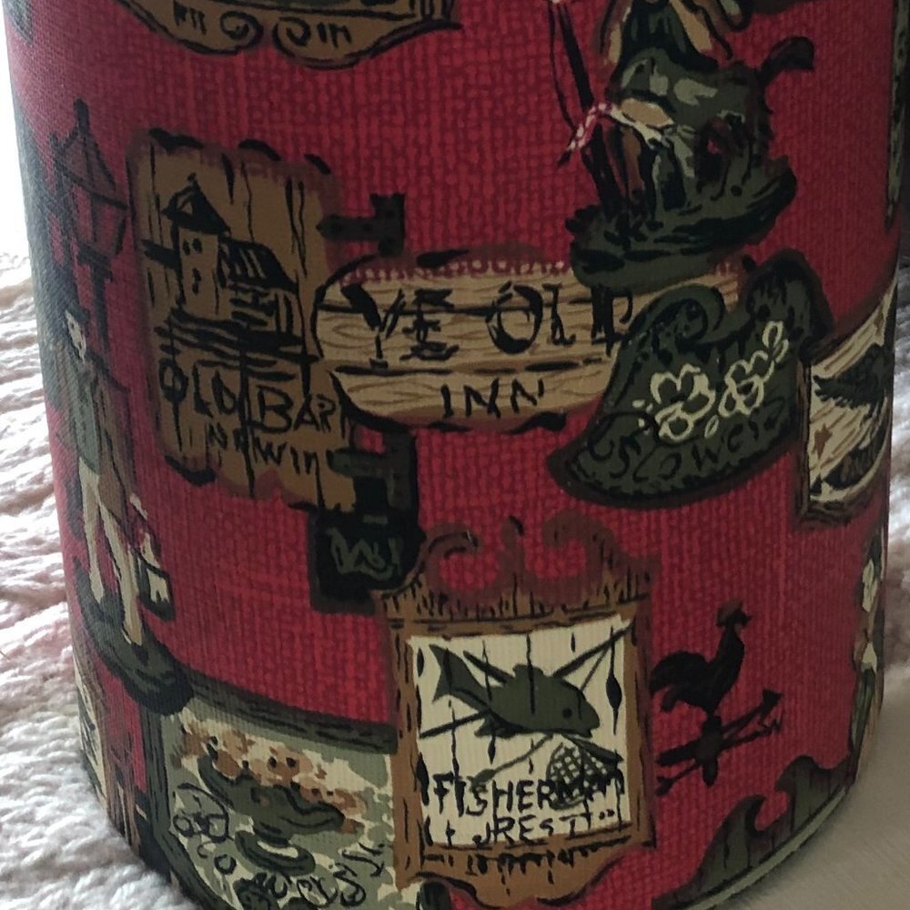 VINTAGE 70'S RED CLOTH INSULATED ICE BUCKET TAVERN/BAR THEME - Picture 8 of 8